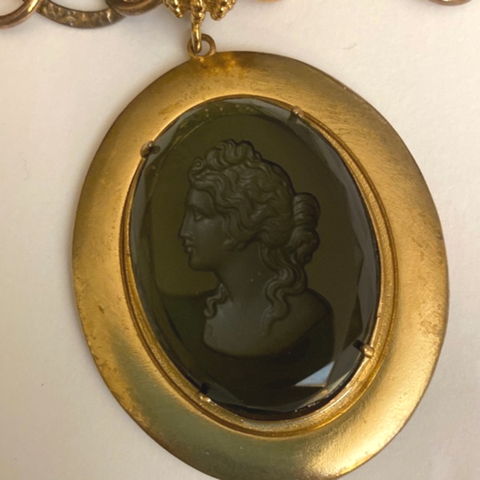 Patrizia Daliana Very Large Gold Tone Intaglio Necklace